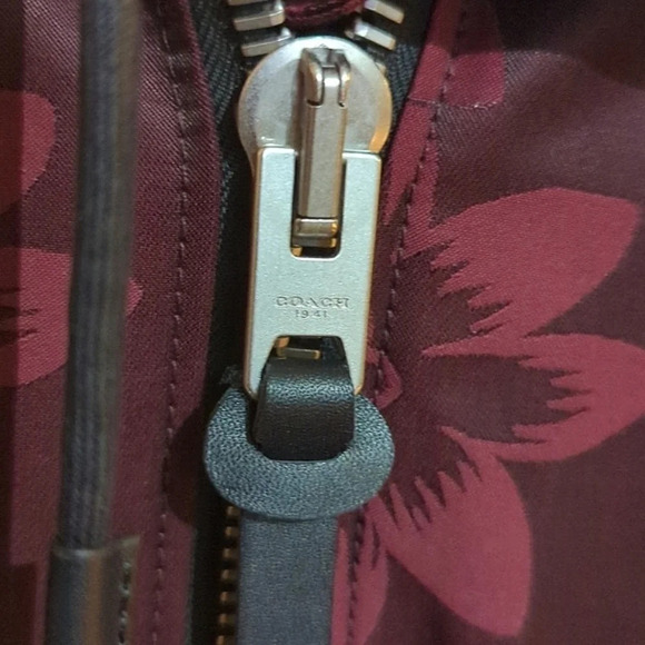 New Coach jacquard floral print leather trim parka Rain jacket size small - Picture 3 of 14